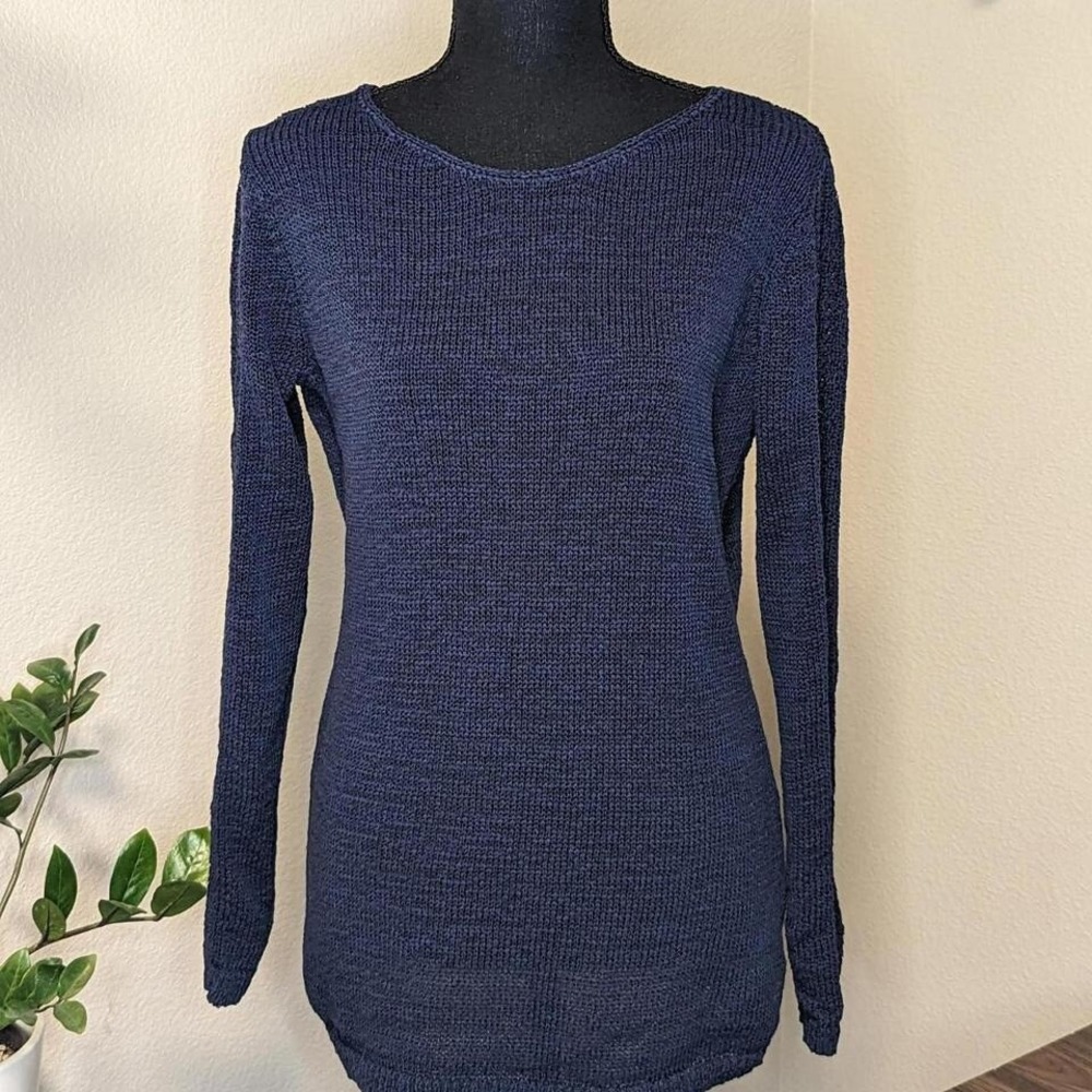 Rachel Zoe Navy Blue Ribbon Knit Long Sleeve Sweater‎